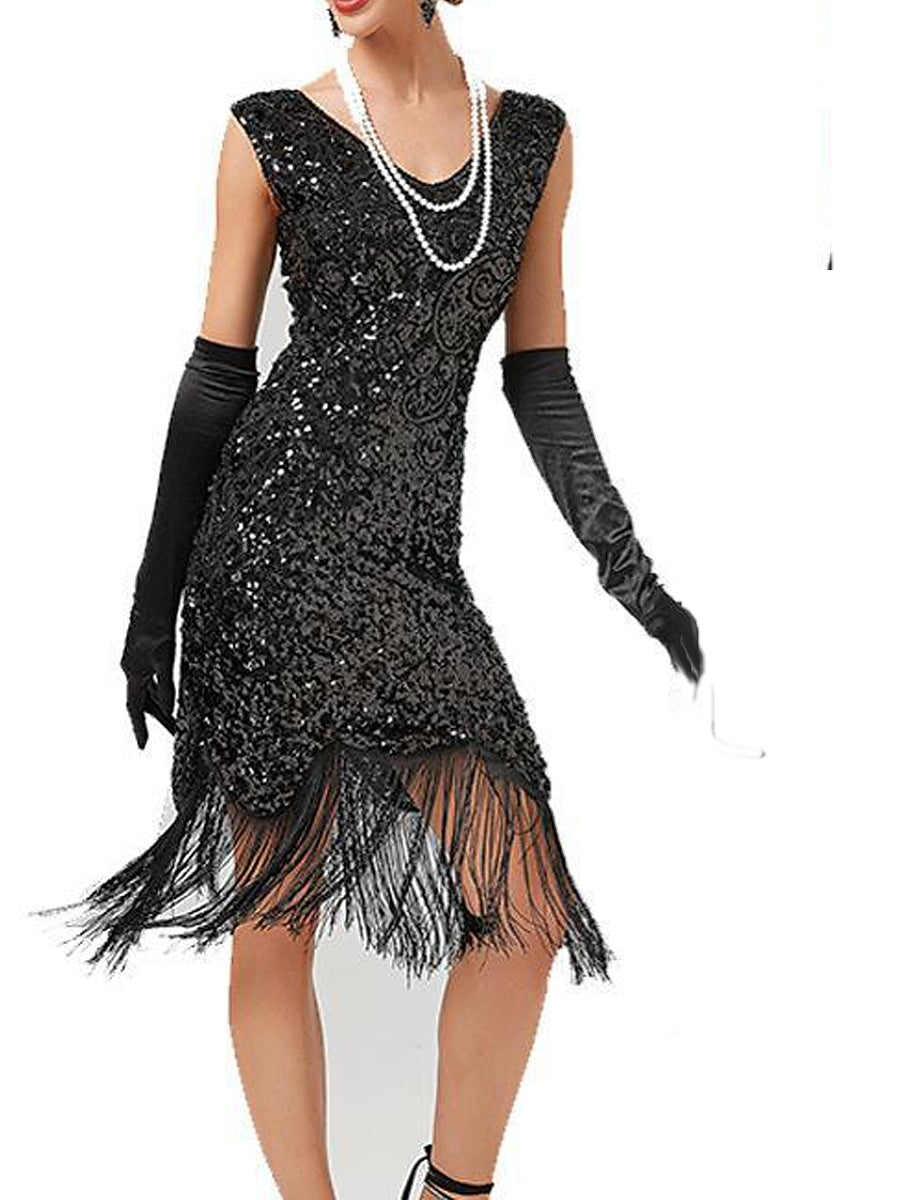 Sheath/Column V-Neck Short/Mini Vintage Costume Party Dresses With Sequins
