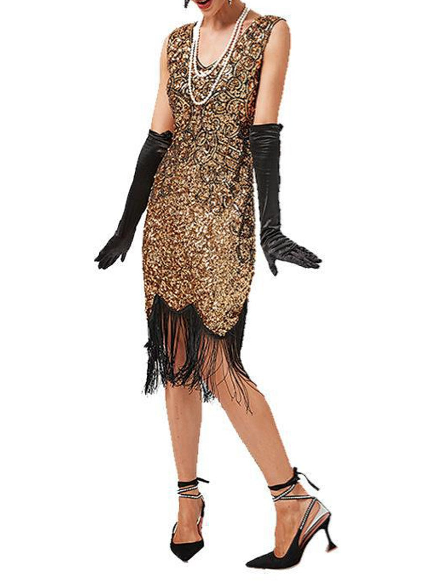 Sheath/Column V-Neck Short/Mini Vintage Costume Party Dresses With Sequins