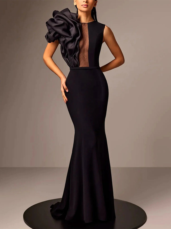 Trumpet/Mermaid Sleeveless Satin Evening Dresses With Flower