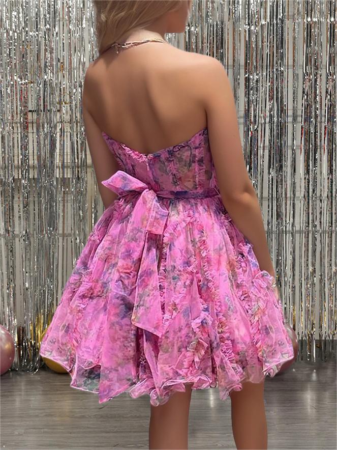 A-Line/Princess Strapless Sleeveless Short/Mini Party Dance Cocktail Homecoming Dress
