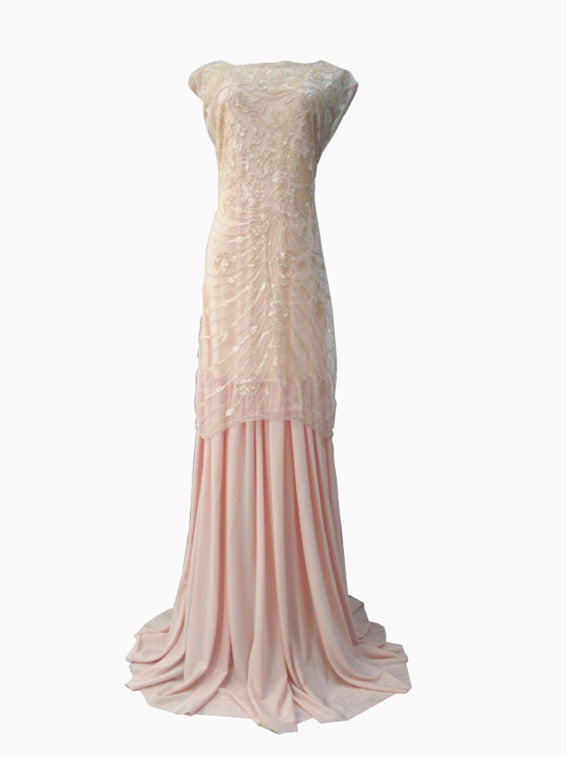 1920s Column/Sheath Jewel Neck Sequins Ankle-Length Vintage Party Dresses