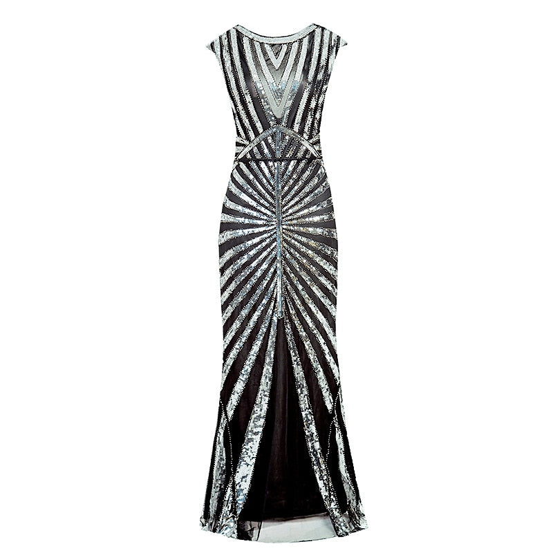 A-Line/Princess Jewel Neck Sleeveless Floor-Length Vintage Dress With Sequin