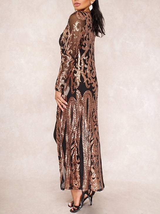 Sheath/Column Jewel Neck Tea-Length Vintage Dress With Sequins
