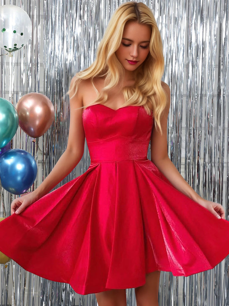 A-Line/Princess Strapless Sleeveless Short/Mini Party Dance Cocktail Homecoming Dress