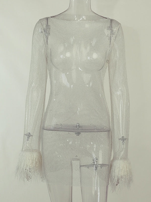 A-Line/Princess Jewel Neck Long Sleeves Short/Mini Vintage Dress