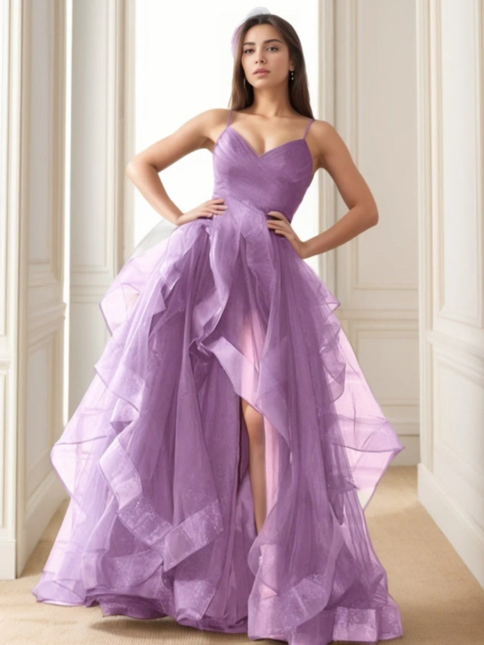 A-Line/Princess Spaghetti Straps Asymmetrical Evening Dresses