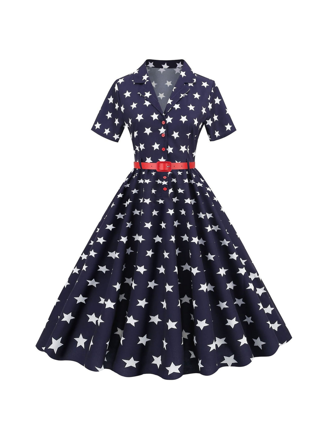 A-Line/Princess Scoop Short Sleeves Tea-Length Vintage Dress - Mondressy A-Line/Princess Scoop Short Sleeves Tea-Length Vintage Dress - Mondressy