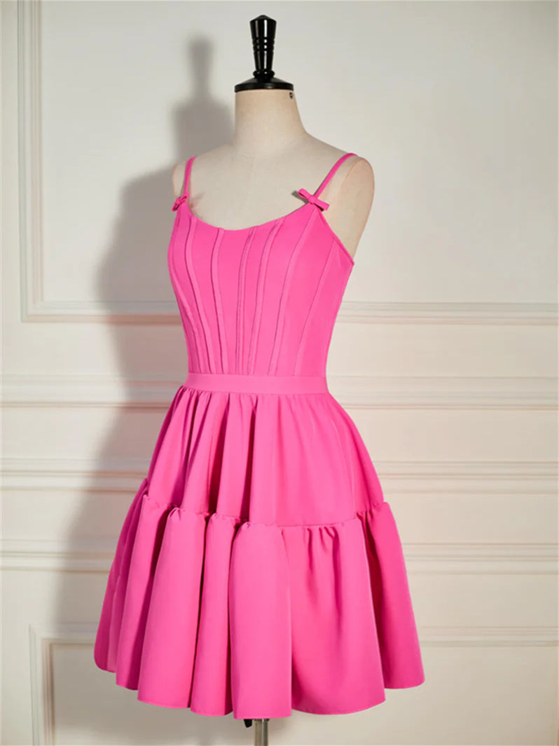 A-Line/Princess Scoop Sleeveless Short/Mini Party Dance Cocktail Homecoming Dress With Ruffles