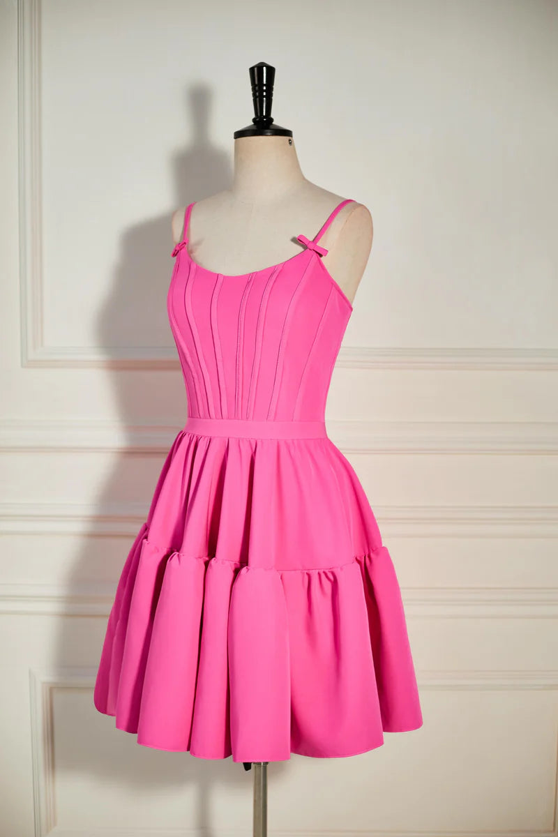 A-Line/Princess Scoop Sleeveless Short/Mini Party Dance Cocktail Homecoming Dress With Ruffles
