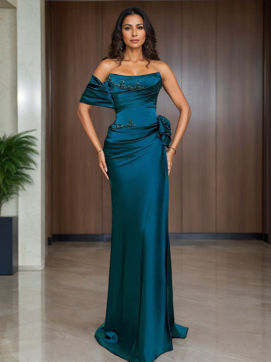 Prom Dresses Stores Sheath/Column Ankle Length Long Sleeve V Neck Evening Prom Chiffon with Ruched Ruffles Prom Dress Formal Women's Dresses