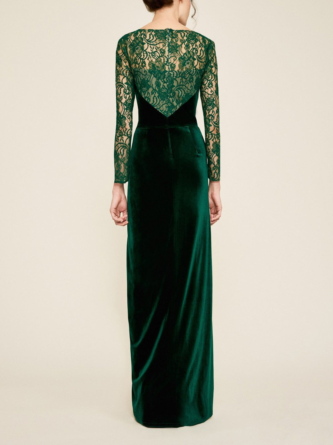 Sheath/Column Scoop Long Sleeves Floor Length Evening Dresses with Lace