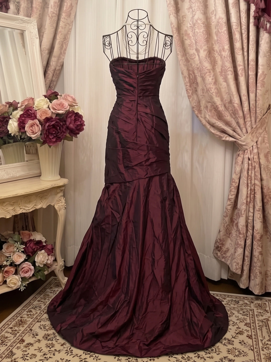 Trumpet/Mermaid Strapless Sleeveless Floor-Length Taffeta Prom Dresses with Ruffles & Sequins