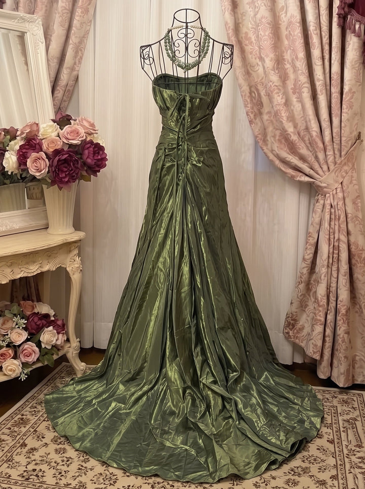 Trumpet/Mermaid Strapless Sleeveless Floor-Length Taffeta Prom Dresses with Ruched