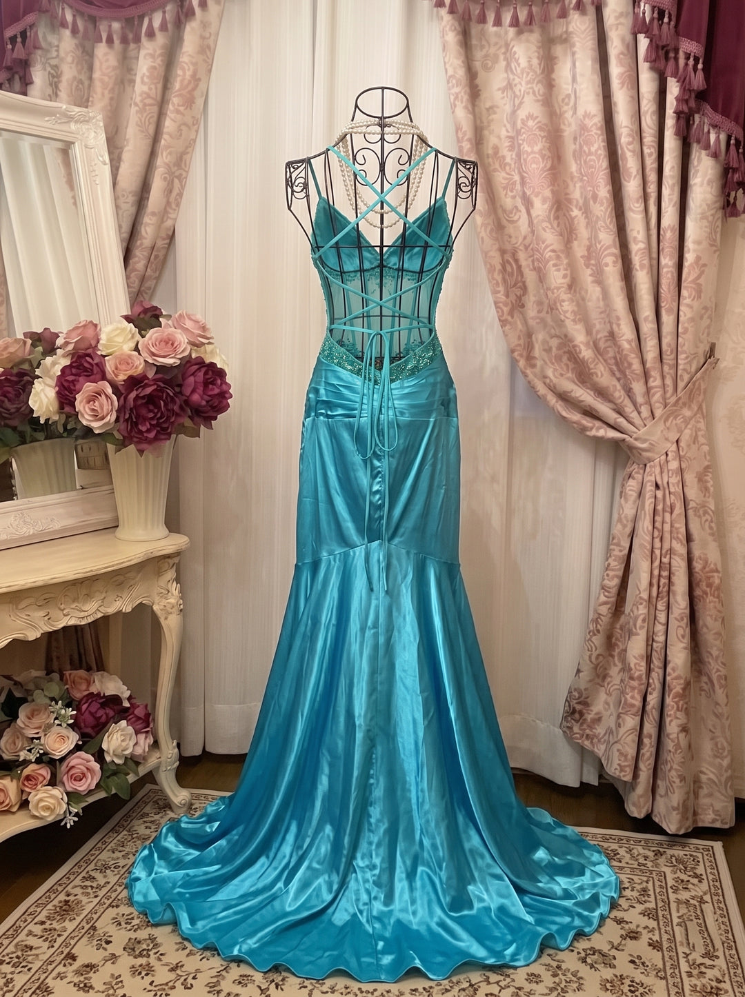 A-Line/Princess V-Neck Spaghetti Straps Sleeveless Asymmetrical Taffeta Prom Dresses with Ruffles & Sequins