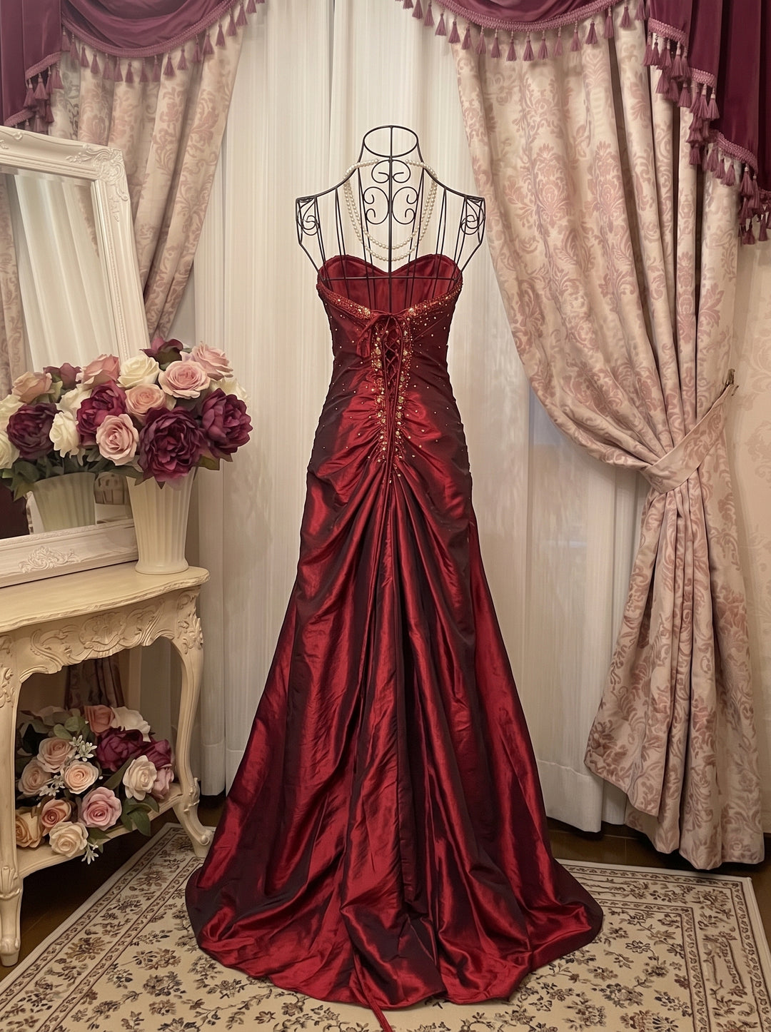 A-Line/Princess Sweetheart Sleeveless Floor-Length Taffeta Unique Prom Dresses with Ruffles & Hot Diamond