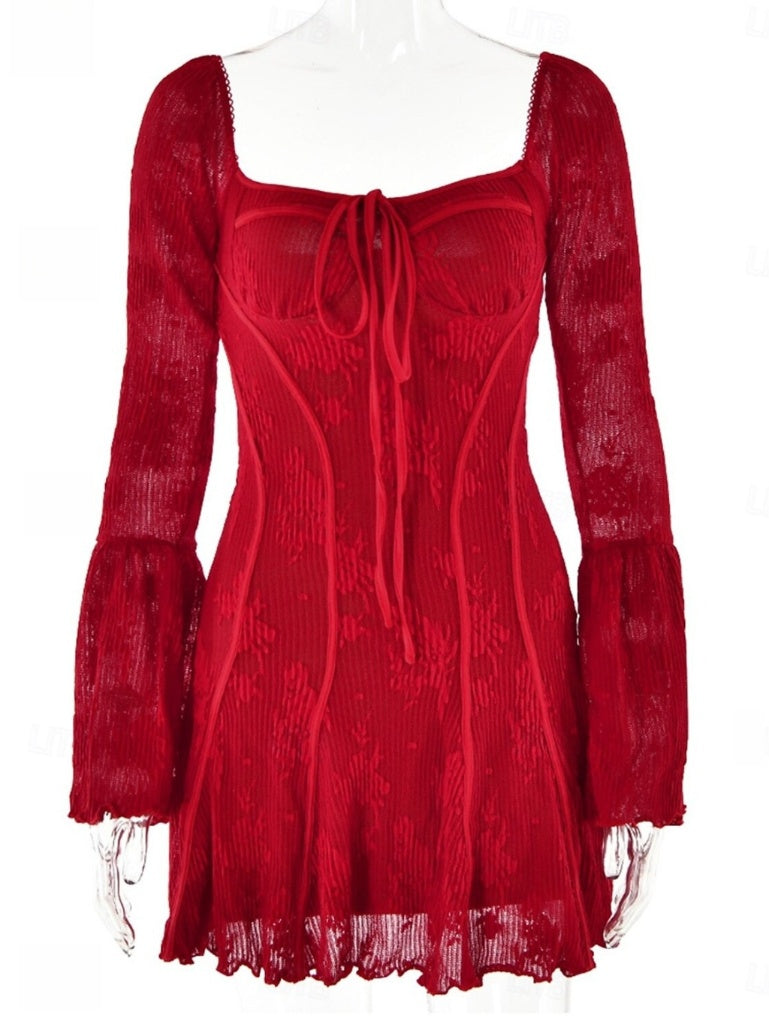 A-Line/Princess Square Neckline Long Sleeves Mini/Short Vintage Dresses