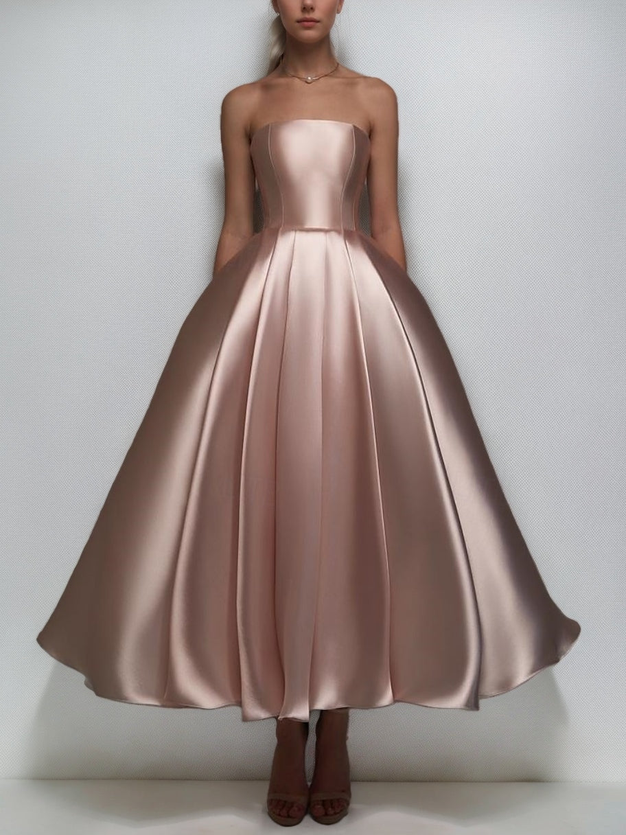 A-Line/Princess Off-the-Shoulder Sleeveless Ankle-Length Cocktail Dresses with Lace-up & Detachable Shawl