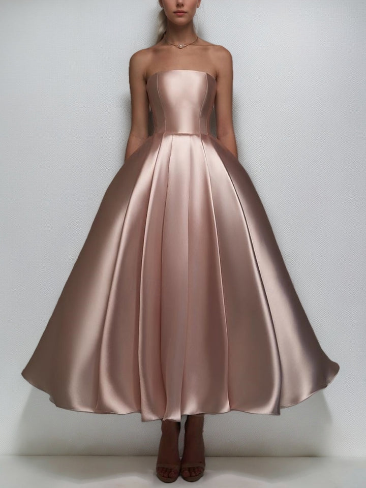 A-Line/Princess Off-the-Shoulder Sleeveless Ankle-Length Cocktail Dresses with Lace-up & Detachable Shawl