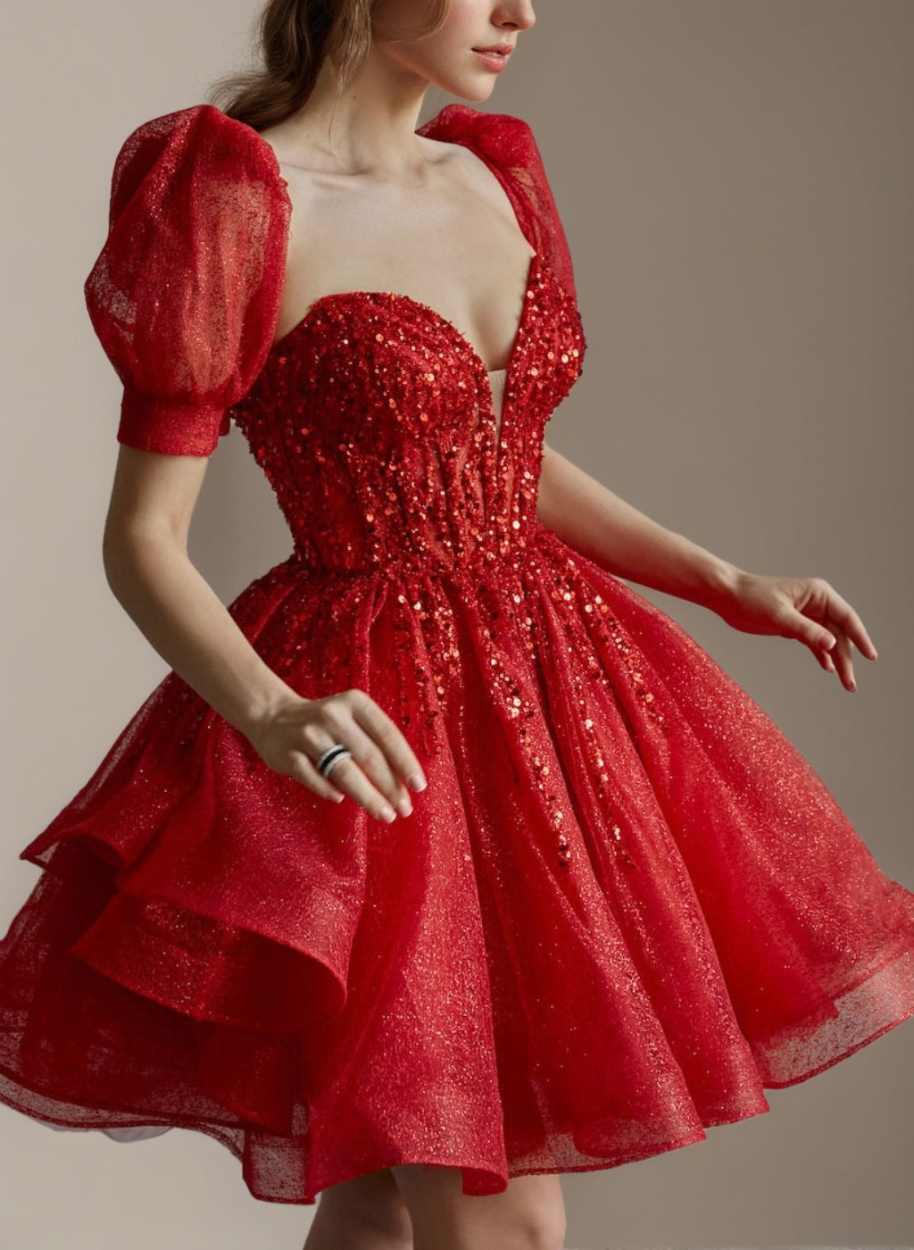 A-Line/Princess Sweetheart Short Sleeves Short/Mini Pleated Homecoming - Mondressy A-Line/Princess Sweetheart Short Sleeves Short/Mini Pleated Homecoming - Mondressy