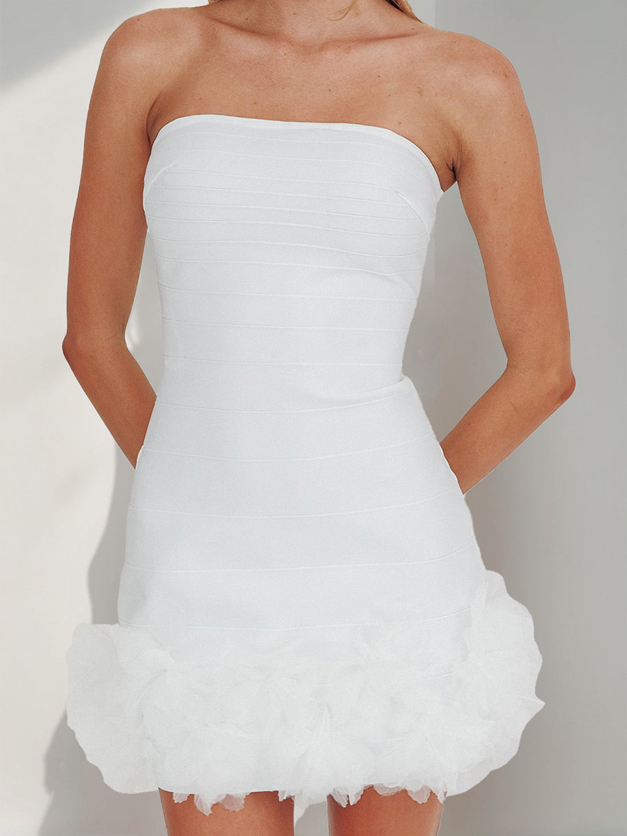 A-Line/Princess Strapless Sweet Short/Mini Homecoming Dresses with Flower A-Line/Princess Strapless Sweet Short/Mini Homecoming Dresses with Flower