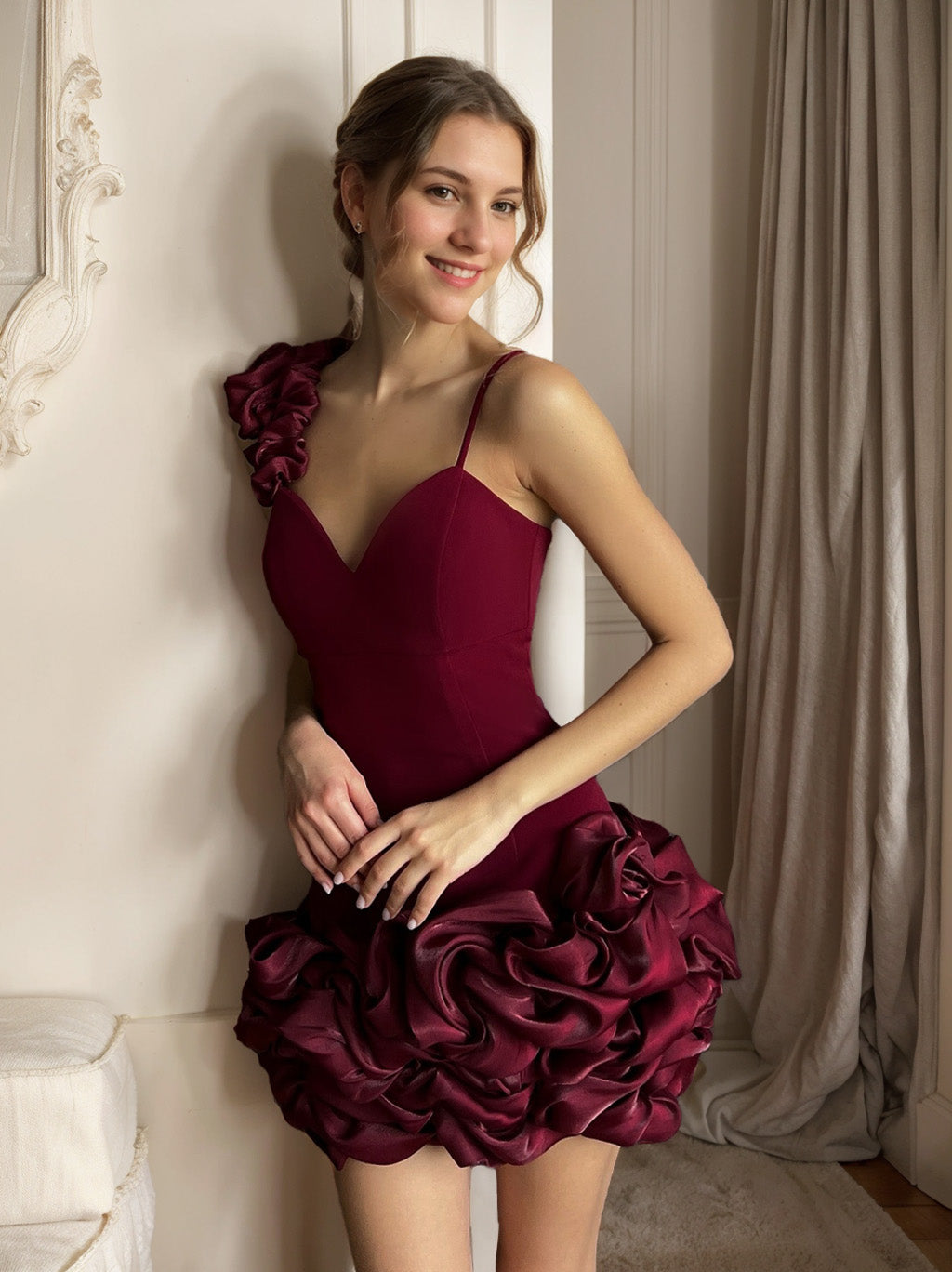 A-Line/Princess Sweetheart Sleeveless Short/Mini Homecoming Dresses with Layered Ruffles