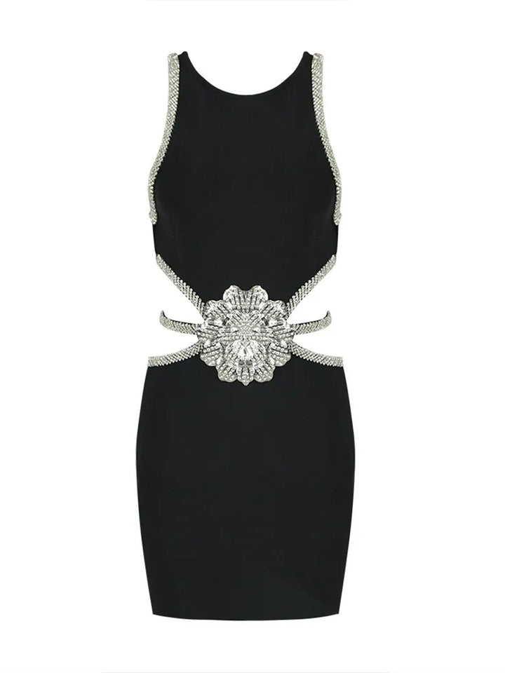 Sheath/Column Scoop Short/Mini Sleeveless Cocktail Dress with Rhinestone & Flower