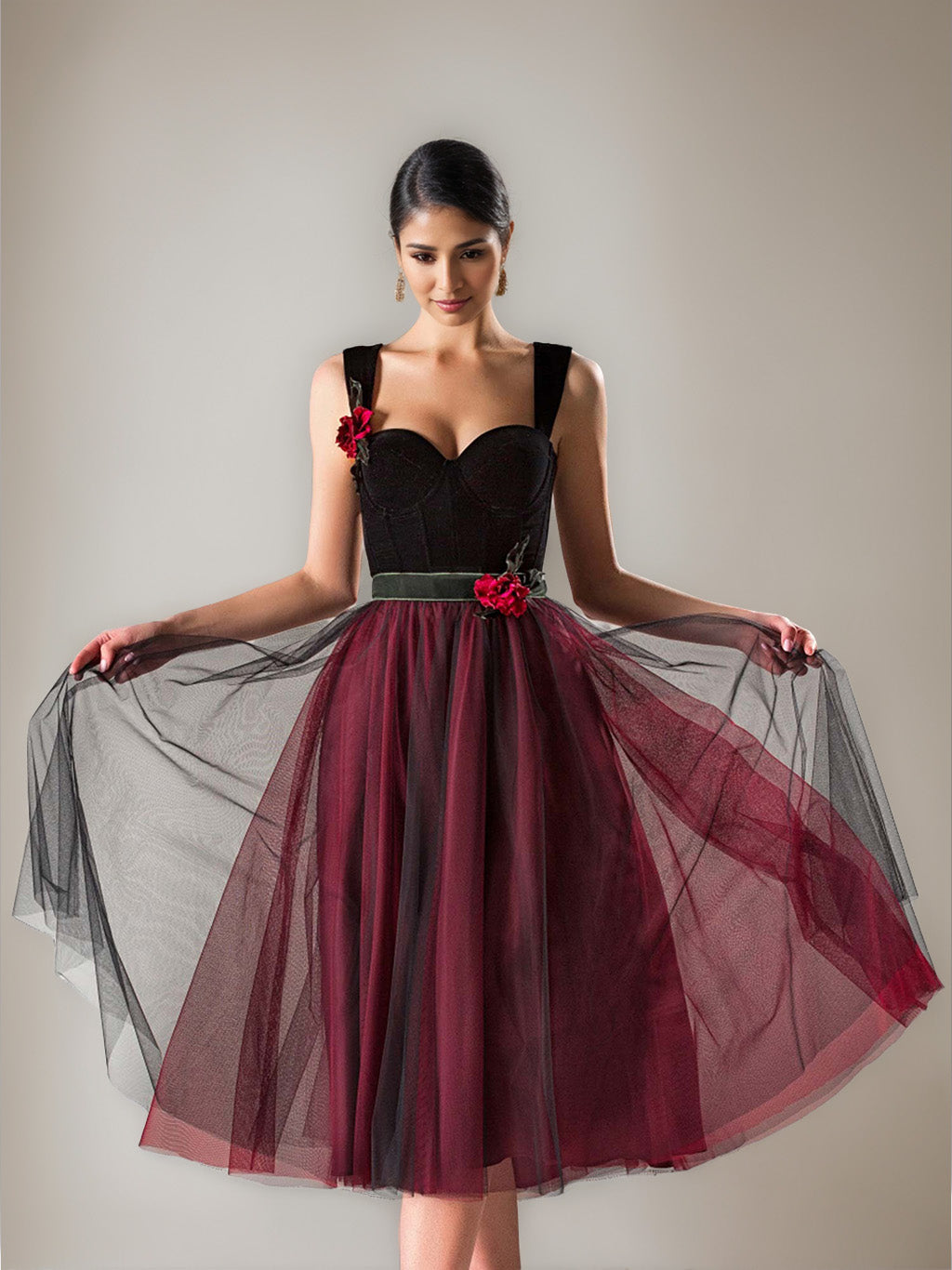 A-Line/Princess Sweetheart Sleeveless Tea Length Cocktail Dresses with Flowers & Sash