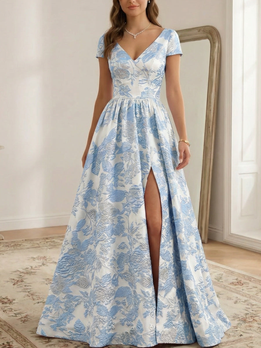 v neck princess prom dress A-line Pink Tulle Princess V-Neck Floor-Length Long Prom Dresses with Appliques, MP425