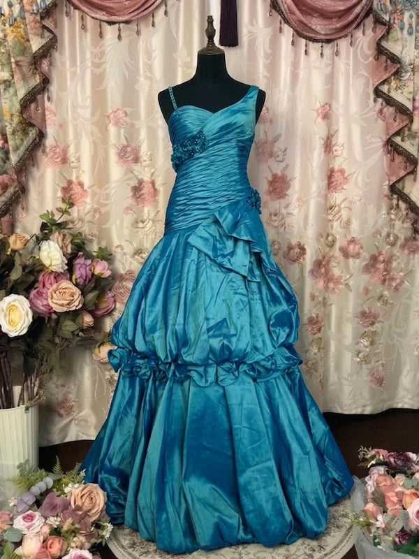 A-Line/Princess Sweetheart Taffeta Prom Dresses Bowknot Vintage 80s Iridescent Dress Sleeveless FLoor-Length Asymmetrical