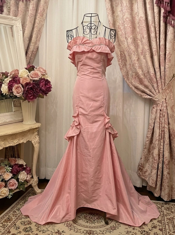 A-Line/Princess Strapless Taffeta Prom Dresses Vintage 80s Iridescent Dress Sleeveless FLoor-Length Ruched