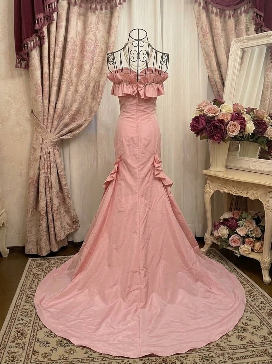 A-Line/Princess Strapless Taffeta Prom Dresses Vintage 80s Iridescent Dress Sleeveless FLoor-Length Ruched