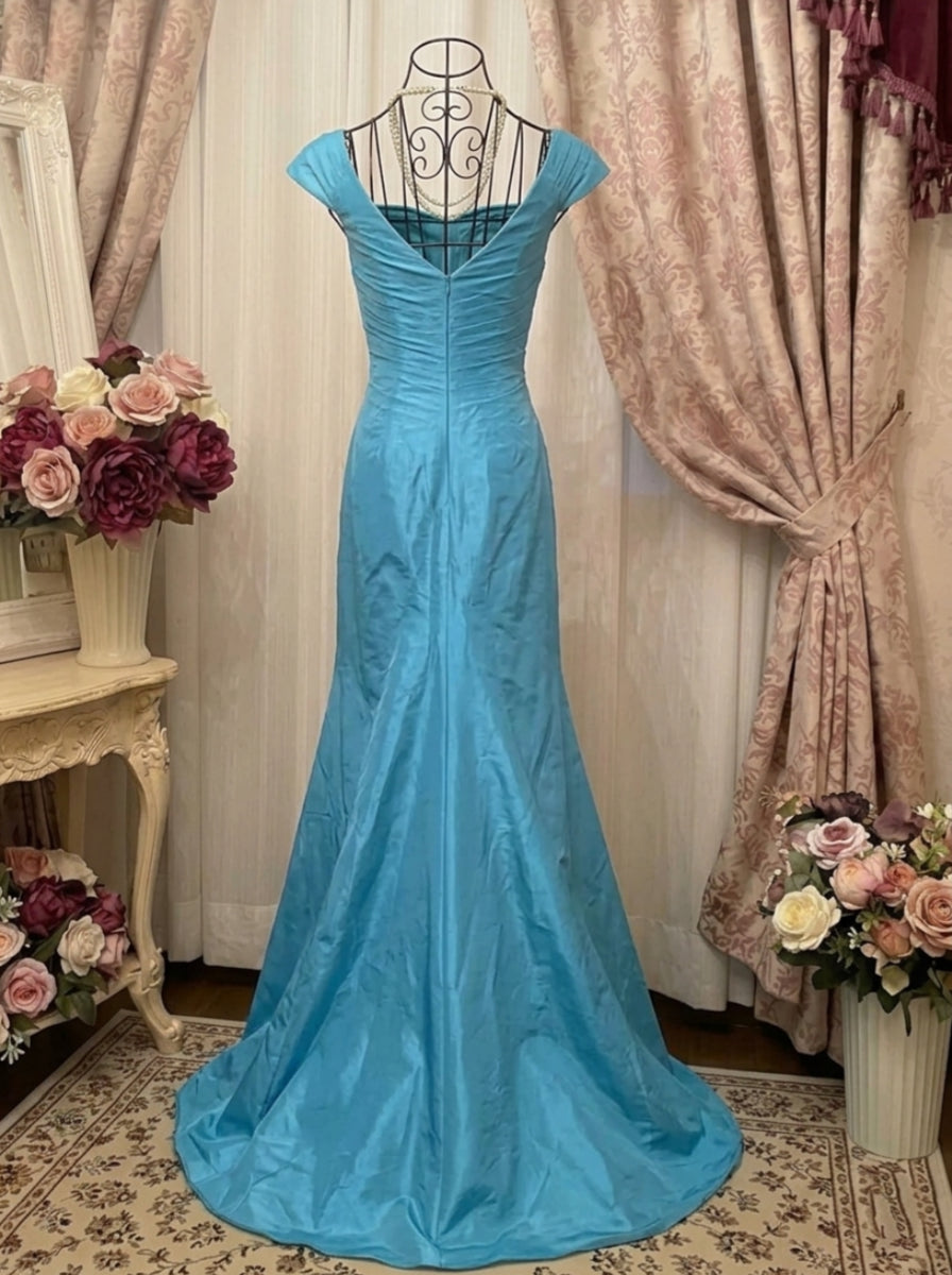 A-Line/Princess Square Collar Taffeta Prom Dresses Vintage 80s Iridescent Dress Sleeveless FLoor-Length Sequins Ruffles