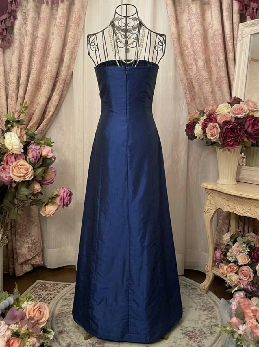 A-Line/Princess Strapless Taffeta Prom Dresses Vintage 80s Iridescent Dress Sleeveless FLoor-Length Sequins Ruched
