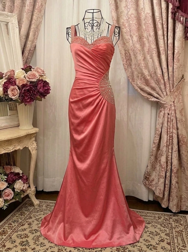 Trumpet/Mermaid Square Collar Taffeta Prom Dresses Vintage 80s Iridescent Dress Sleeveless FLoor-Length Sequins