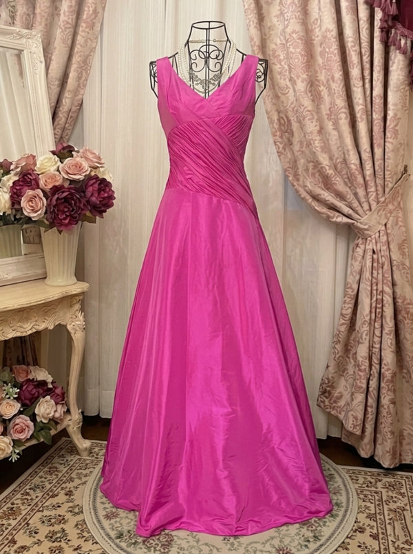 A-Line/Princess V-Neck Taffeta Prom Dresses Vintage 80s Iridescent Dress Sleeveless Floor-Length Ruched