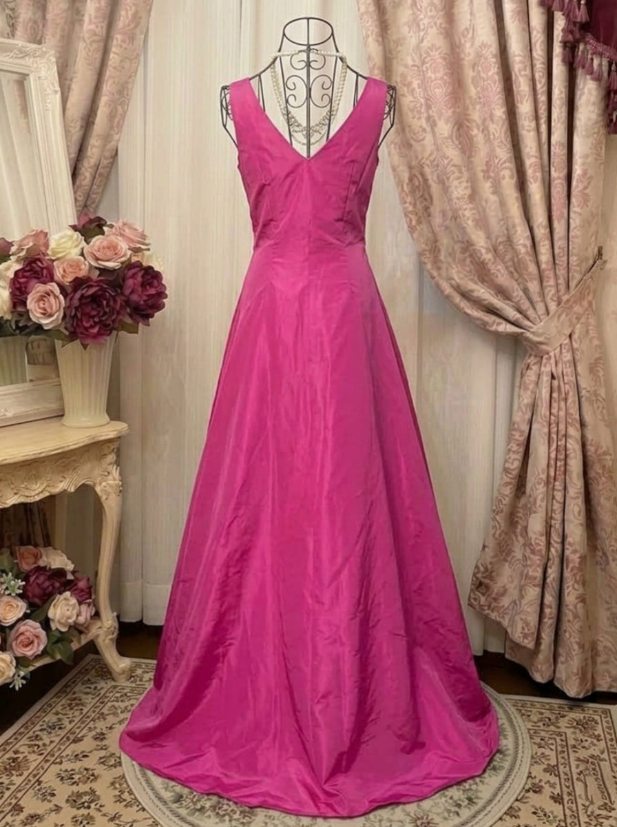 A-Line/Princess V-Neck Taffeta Prom Dresses Vintage 80s Iridescent Dress Sleeveless Floor-Length Ruched