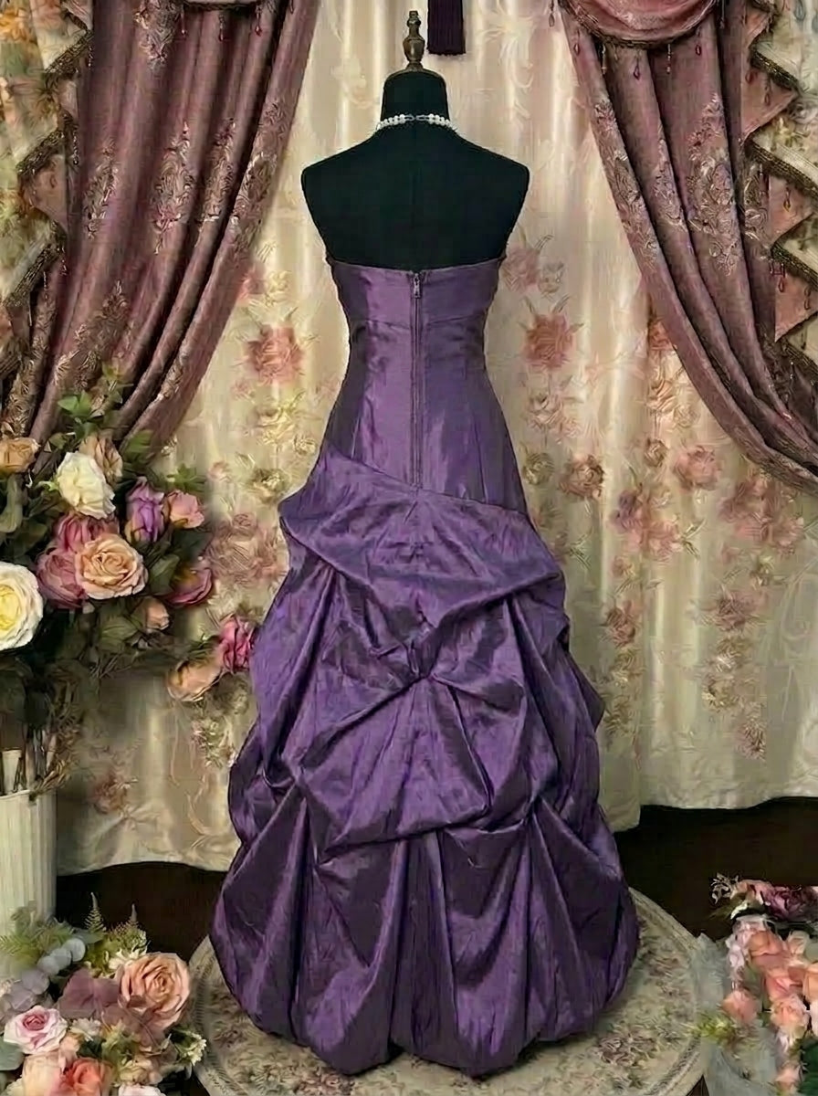 A-Line/Princess Strapless Taffeta Prom Dresses Vintage 80s Iridescent Dress Sleeveless Floor-Length Sequins