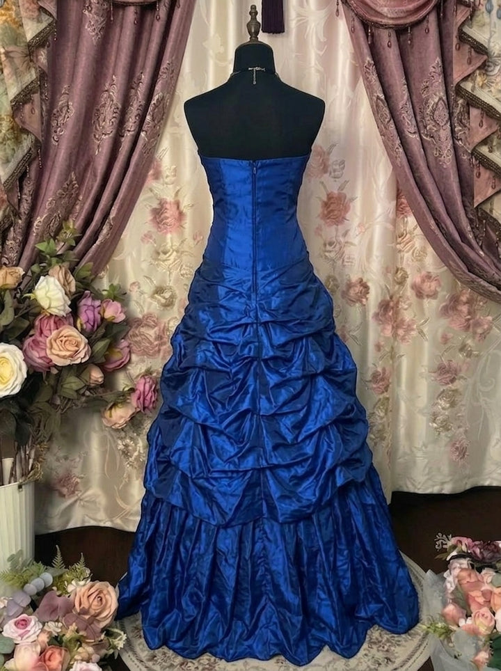 A-Line/Princess Strapless Taffeta Prom Dresses Vintage 80s Iridescent Dress Sleeveless Floor-Length Sequins Ruched