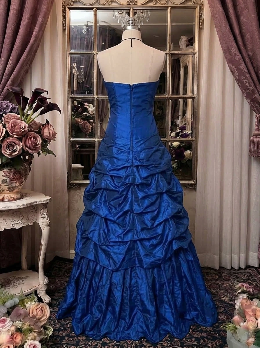 A-Line/Princess Strapless Taffeta Prom Dresses Vintage 80s Iridescent Dress Sleeveless Floor-Length Sequins Ruched