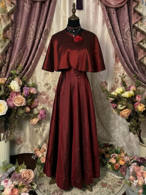 A-Line/Princess Spaghetti Straps Taffeta Prom Dresses Vintage 80s Iridescent Dress Sleeveless Ankle-Length With 3D Flower&Wrap