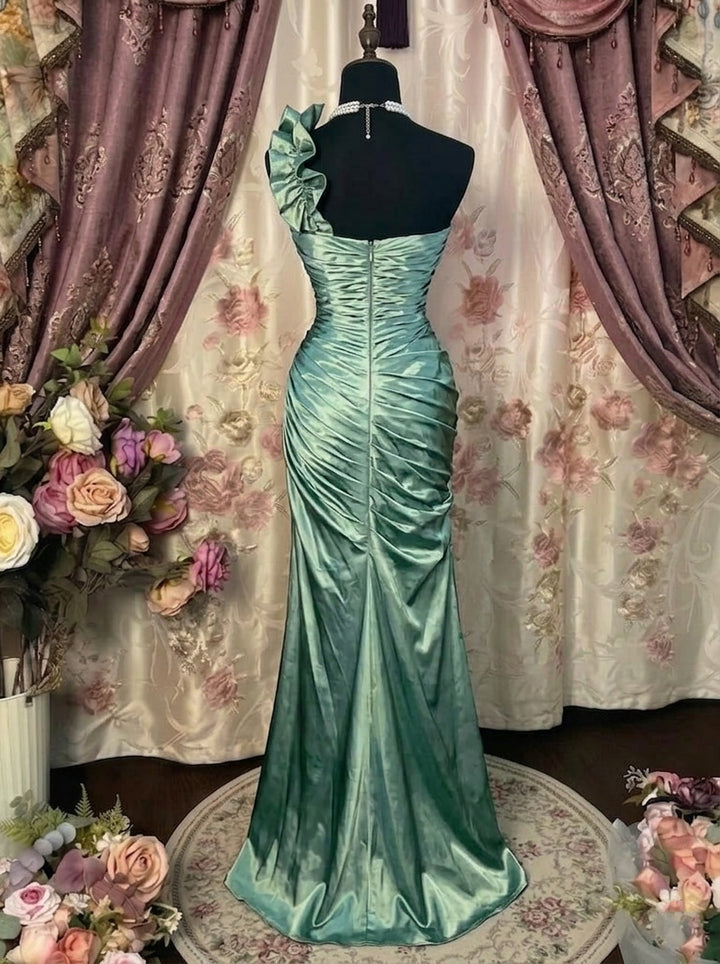 green odissi dress Easter Dresses Casual Solid Embroidered Hollowed Out See-through Half A Turtleneck Long Sleeve Dresses(Green/L)