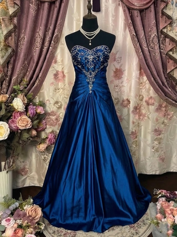 A-Line/Princess Strapless Taffeta Prom Dresses Vintage 80s Iridescent Dress Sleeveless Floor-Length Sequins