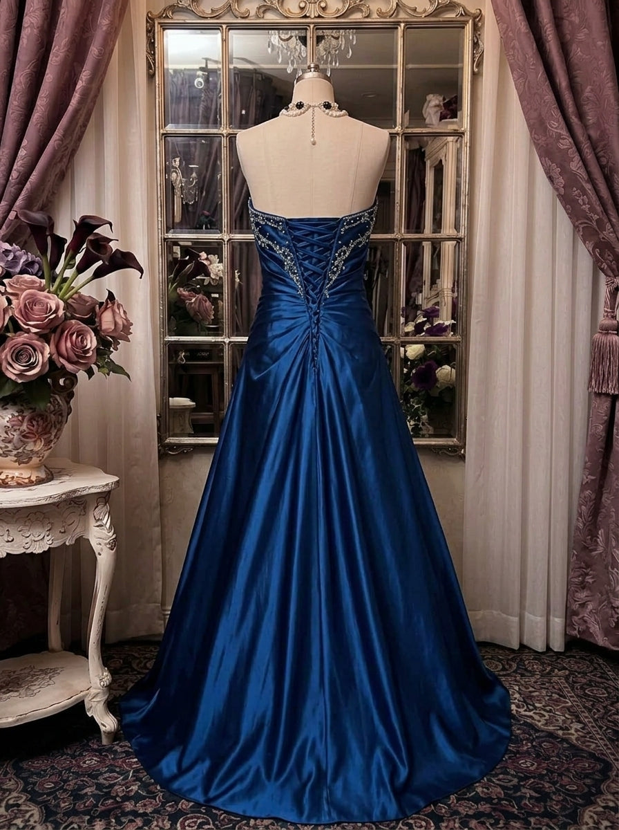 A-Line/Princess Strapless Taffeta Prom Dresses Vintage 80s Iridescent Dress Sleeveless Floor-Length Sequins