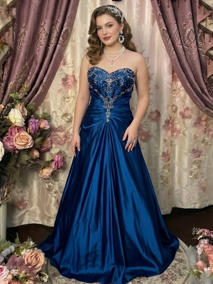 A-Line/Princess Strapless Taffeta Prom Dresses Vintage 80s Iridescent Dress Sleeveless Floor-Length Sequins