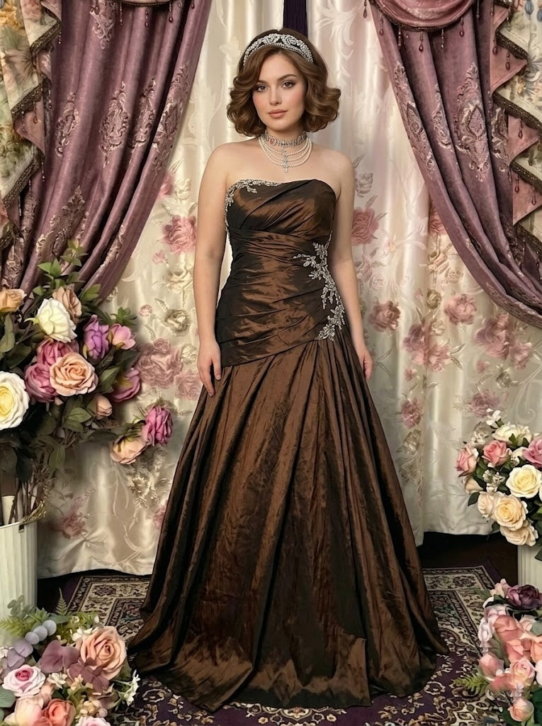 A-Line/Princess Sweetheart Taffeta Prom Dresses Bowknot Vintage 80s  Iridescent Sequins Dress Sleeveless FLoor-Length-MON342991