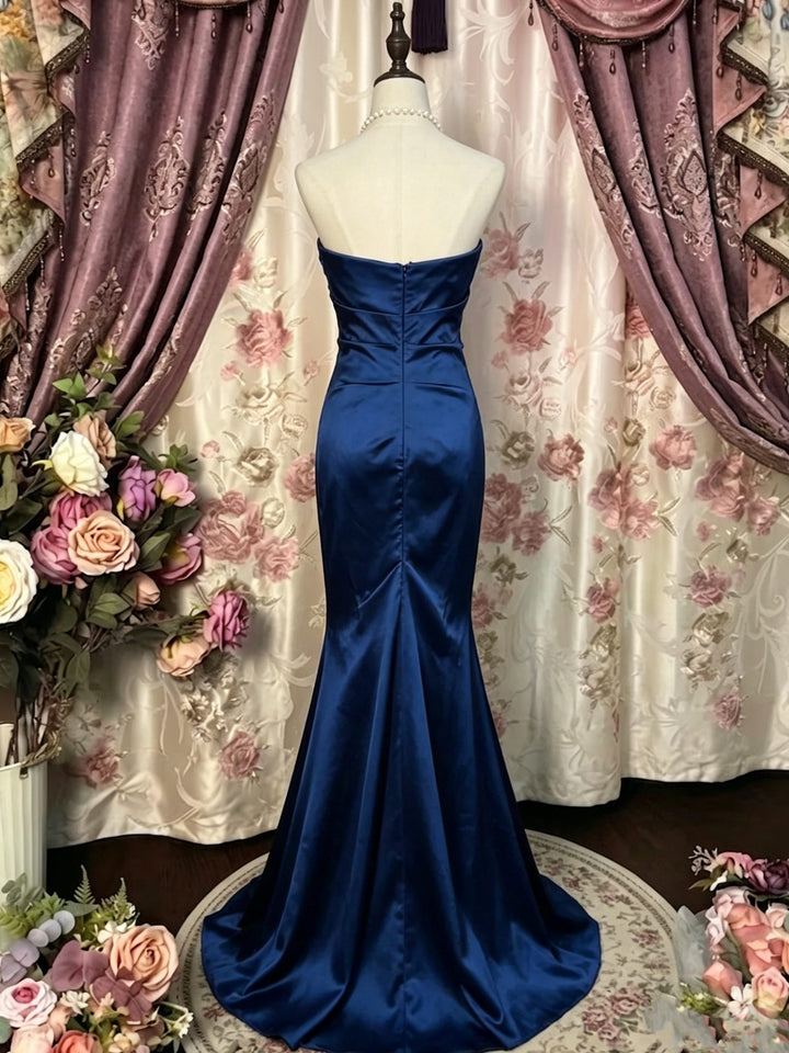 Trumpet/Mermaid Strapless Taffeta Prom Dresses Vintage 80s Iridescent Dress Sleeveless Floor-Length Sequins