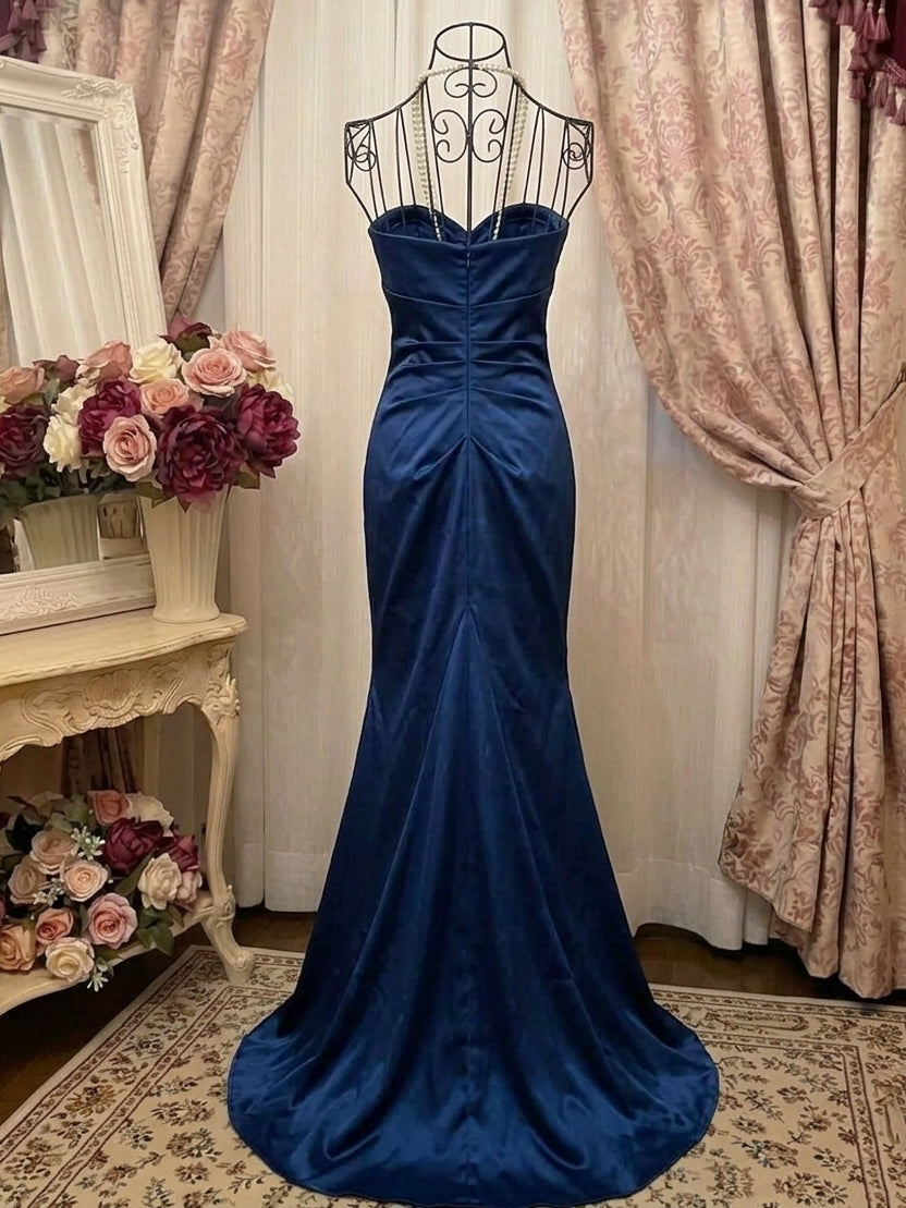 Trumpet/Mermaid Strapless Taffeta Prom Dresses Vintage 80s Iridescent Dress Sleeveless Floor-Length Sequins