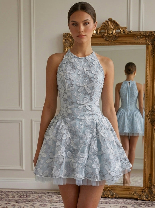 A-Line/Princess Scoop Embroidery Homecoming Dresses Short/Mini Sleeveless Floral