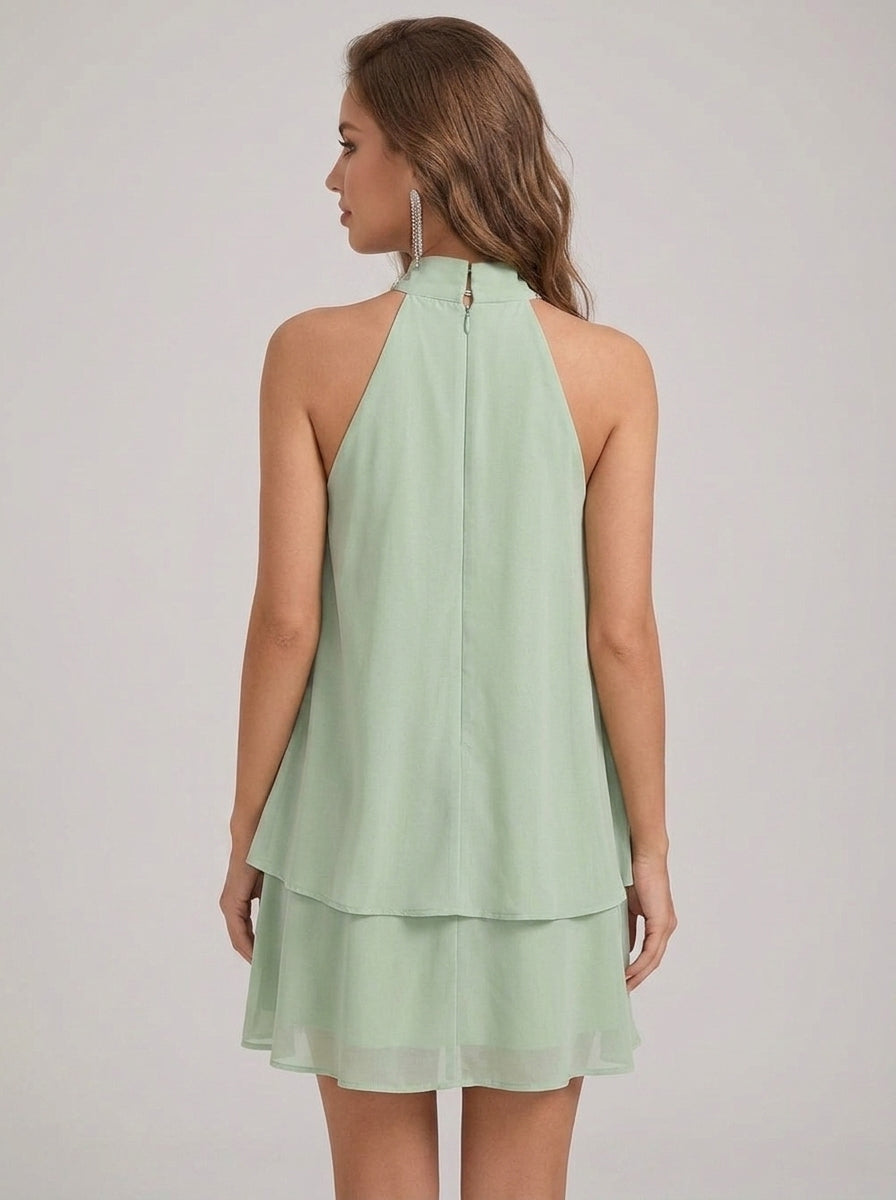 A-Line/Princess Halter Chiffon Homecoming Dresses Sleeveless Short/Mini