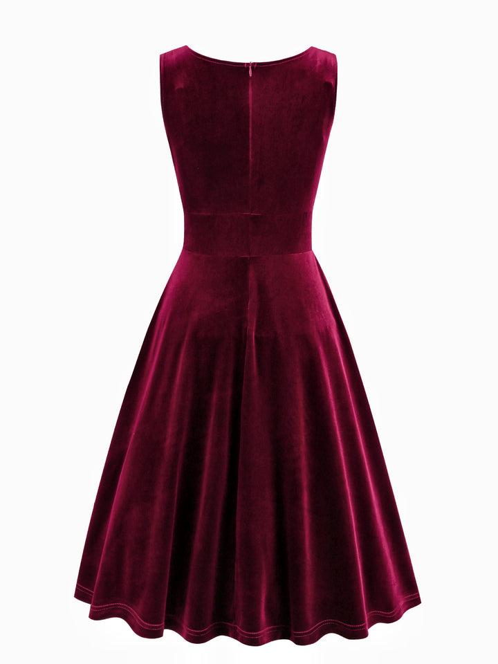 A-Line/Princess 1950s V-Neck Sleeveless Vintage Dresses with Pleats